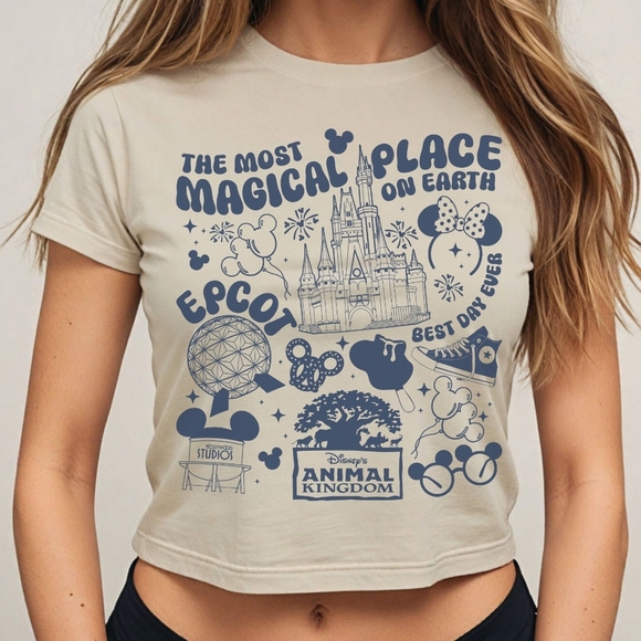 The Most Magical Place On Earth Disney World Trendy Graphic Crop Shirt - Picture 7 of 16